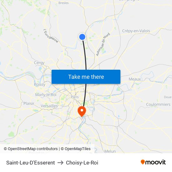 Saint-Leu-D'Esserent to Choisy-Le-Roi map