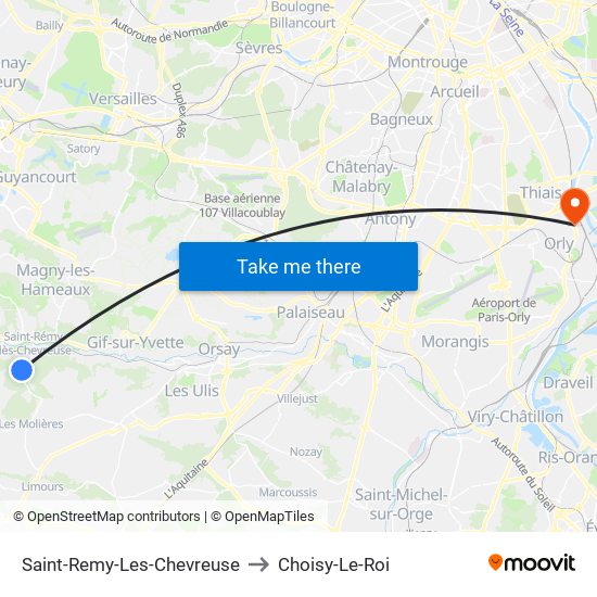 Saint-Remy-Les-Chevreuse to Choisy-Le-Roi map