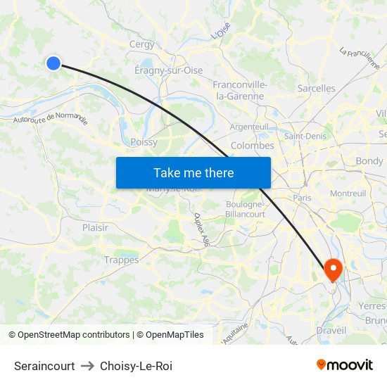 Seraincourt to Choisy-Le-Roi map