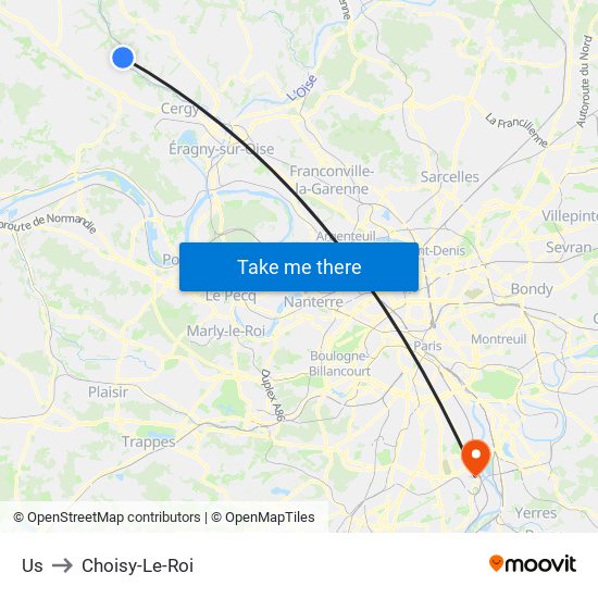 Us to Choisy-Le-Roi map