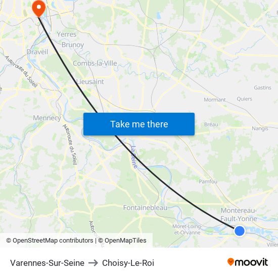 Varennes-Sur-Seine to Choisy-Le-Roi map