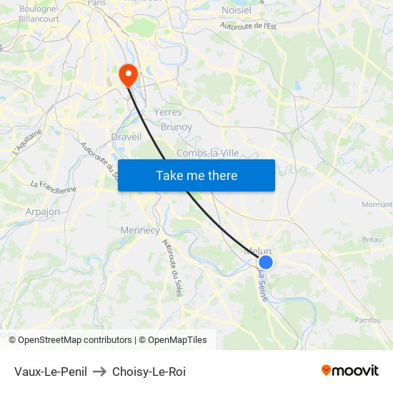 Vaux-Le-Penil to Choisy-Le-Roi map