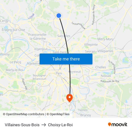 Villaines-Sous-Bois to Choisy-Le-Roi map