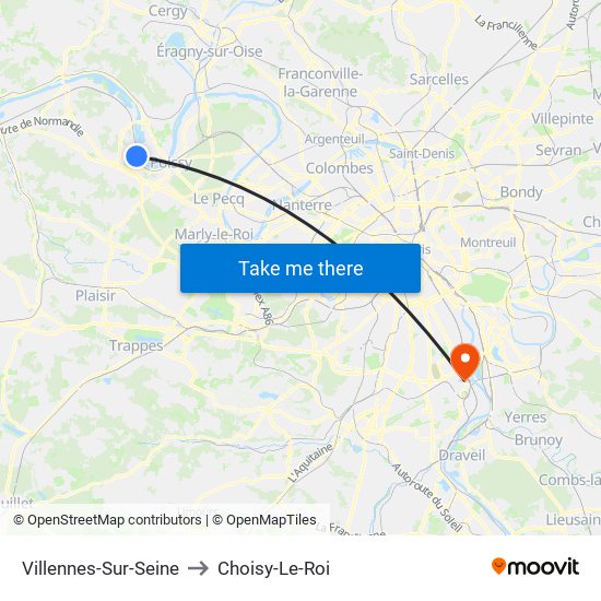 Villennes-Sur-Seine to Choisy-Le-Roi map