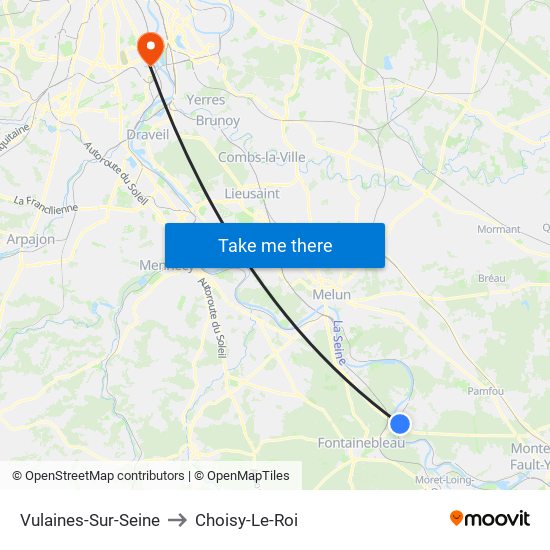 Vulaines-Sur-Seine to Choisy-Le-Roi map