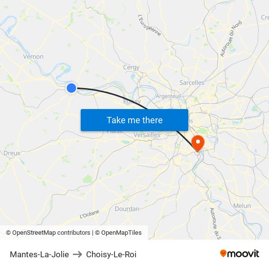 Mantes-La-Jolie to Choisy-Le-Roi map