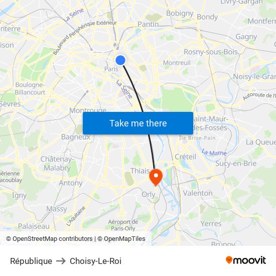 République to Choisy-Le-Roi map