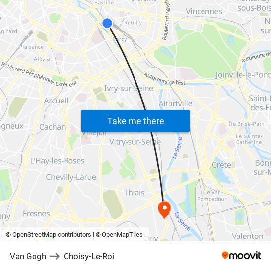 Van Gogh to Choisy-Le-Roi map
