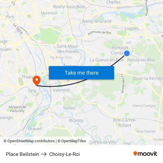 Place Beilstein to Choisy-Le-Roi map