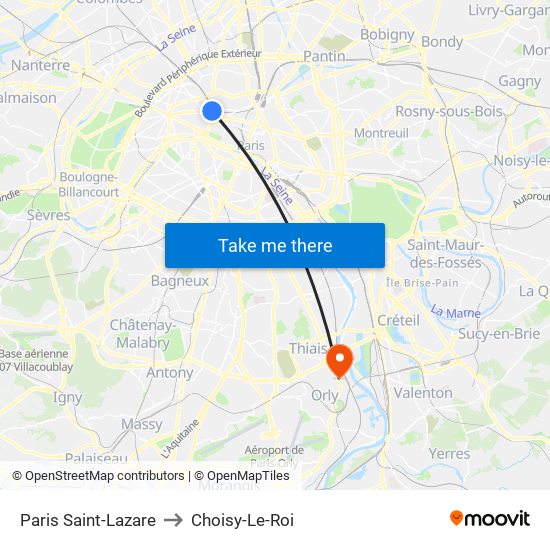 Paris Saint-Lazare to Choisy-Le-Roi map