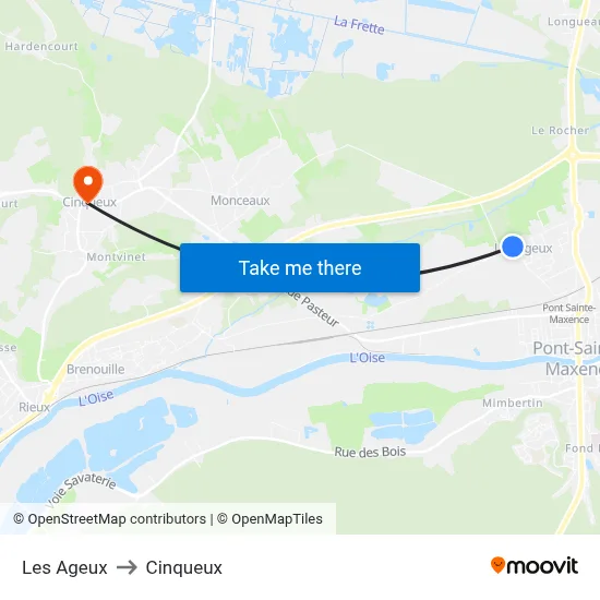 Les Ageux to Cinqueux map
