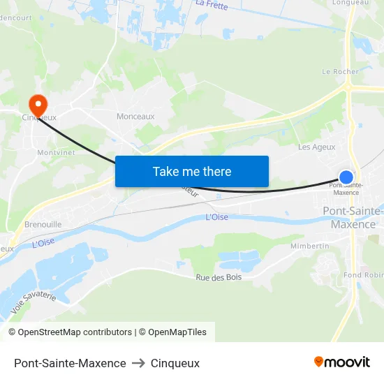 Pont-Sainte-Maxence to Cinqueux map