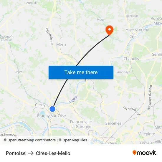 Pontoise to Cires-Les-Mello map