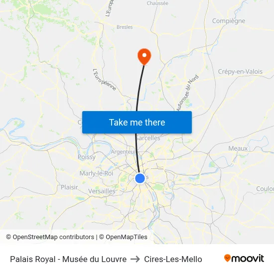 Palais Royal - Musée du Louvre to Cires-Les-Mello map