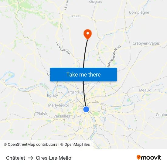 Châtelet to Cires-Les-Mello map