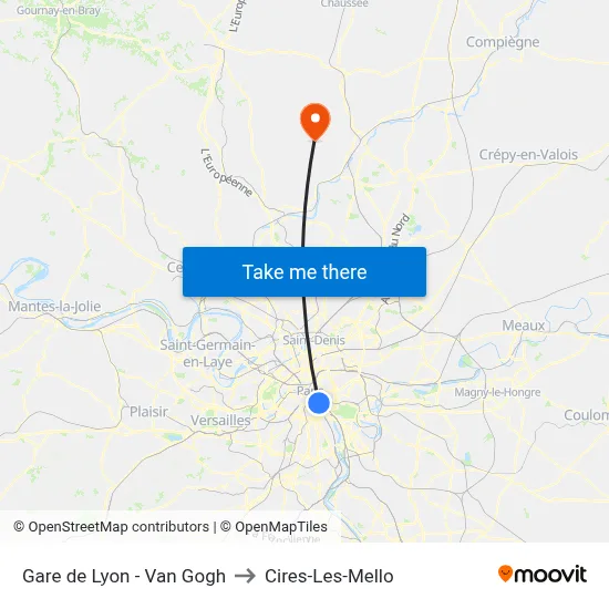 Gare de Lyon - Van Gogh to Cires-Les-Mello map