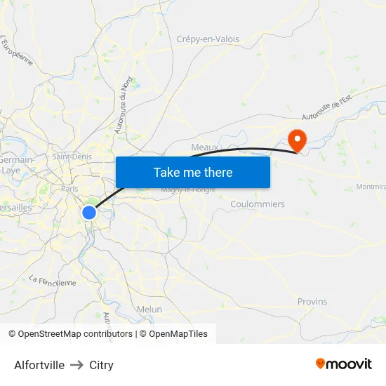 Alfortville to Citry map