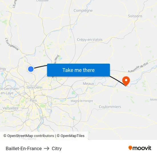 Baillet-En-France to Citry map