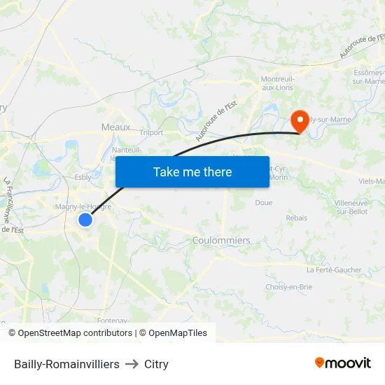 Bailly-Romainvilliers to Citry map