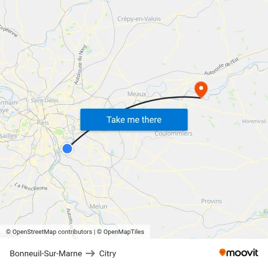 Bonneuil-Sur-Marne to Citry map