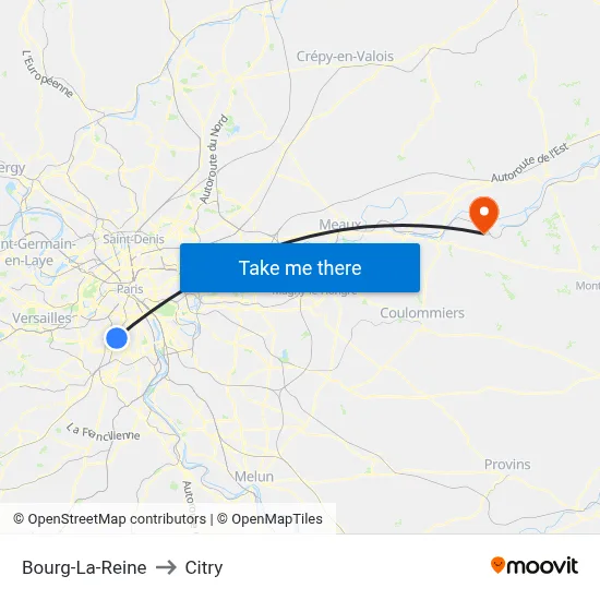 Bourg-La-Reine to Citry map
