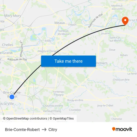 Brie-Comte-Robert to Citry map