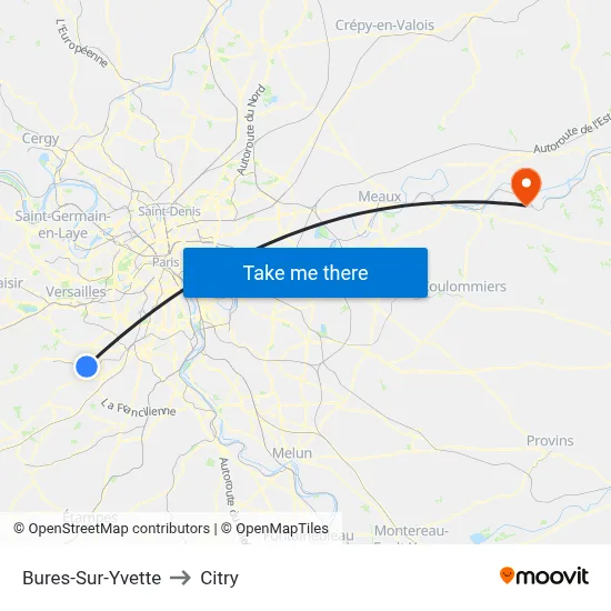 Bures-Sur-Yvette to Citry map