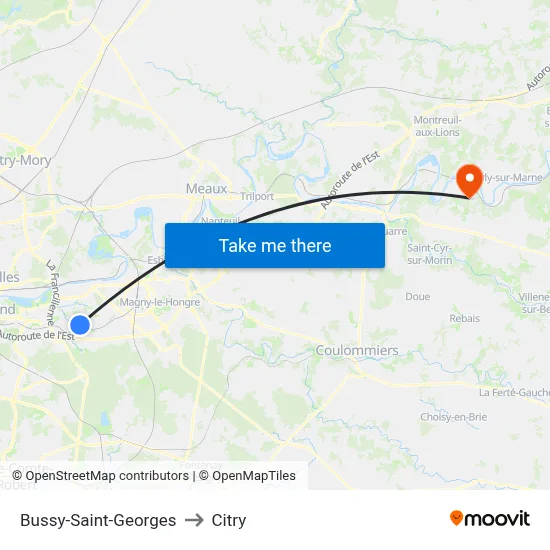Bussy-Saint-Georges to Citry map
