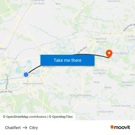 Chalifert to Citry map