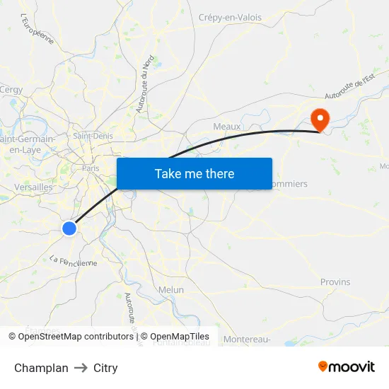 Champlan to Citry map