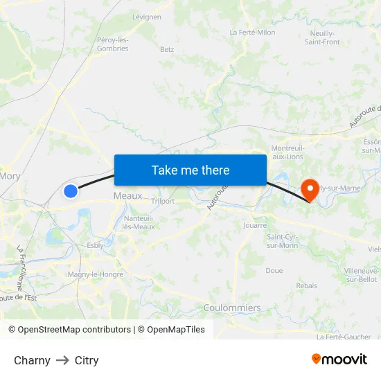 Charny to Citry map
