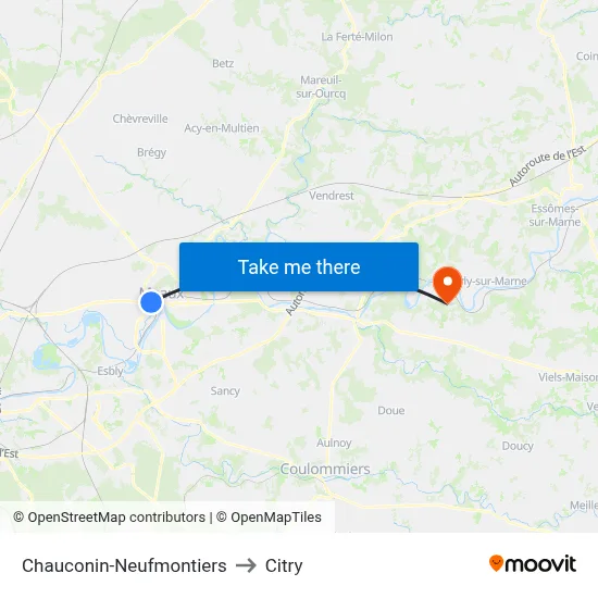 Chauconin-Neufmontiers to Citry map