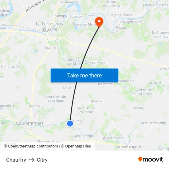 Chauffry to Citry map