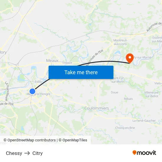 Chessy to Citry map