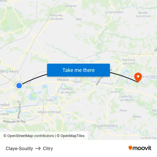 Claye-Souilly to Citry map