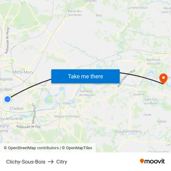 Clichy-Sous-Bois to Citry map