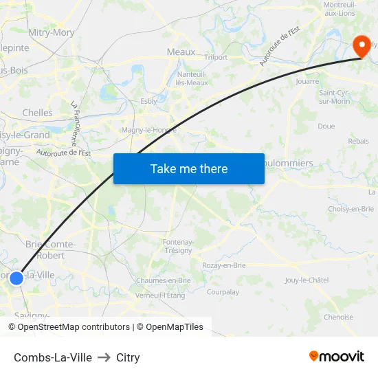 Combs-La-Ville to Citry map