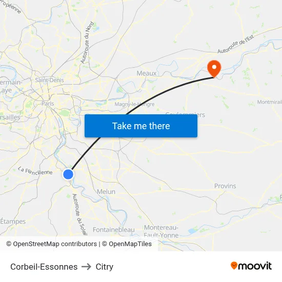 Corbeil-Essonnes to Citry map