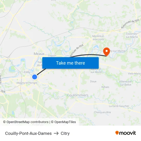 Couilly-Pont-Aux-Dames to Citry map