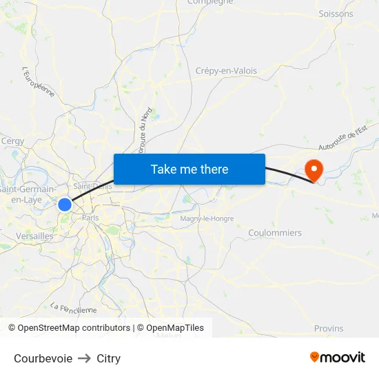 Courbevoie to Citry map