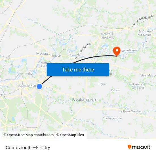 Coutevroult to Citry map