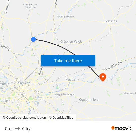 Creil to Citry map