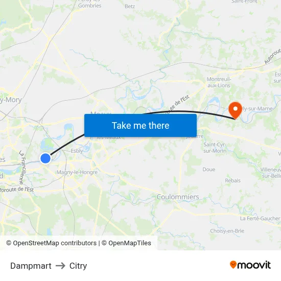Dampmart to Citry map