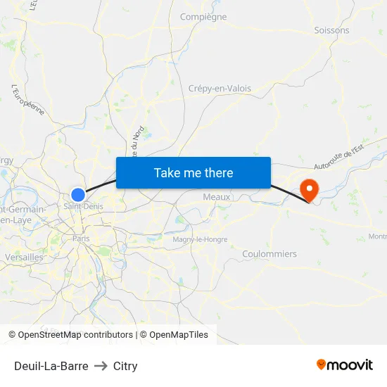 Deuil-La-Barre to Citry map