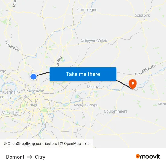 Domont to Citry map