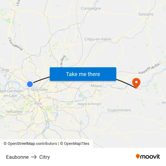 Eaubonne to Citry map