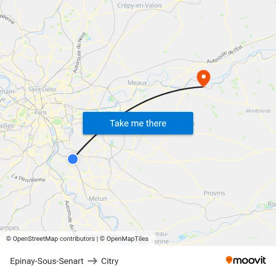 Epinay-Sous-Senart to Citry map