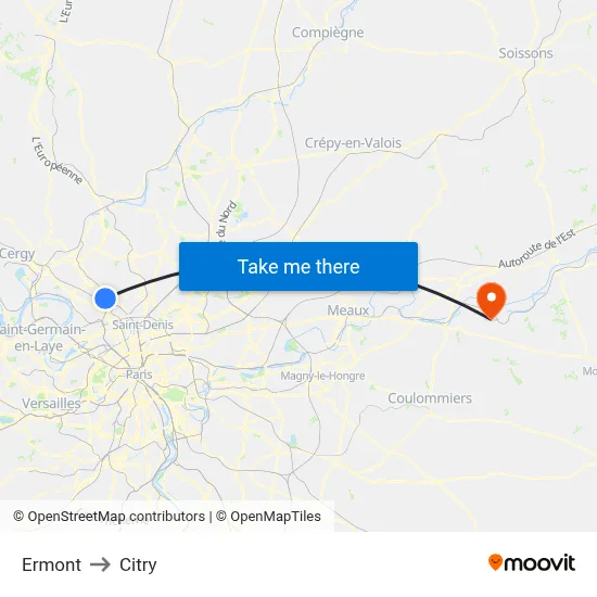 Ermont to Citry map
