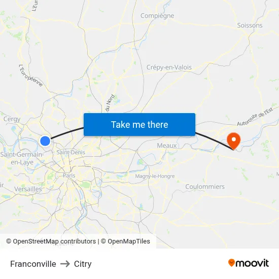 Franconville to Citry map