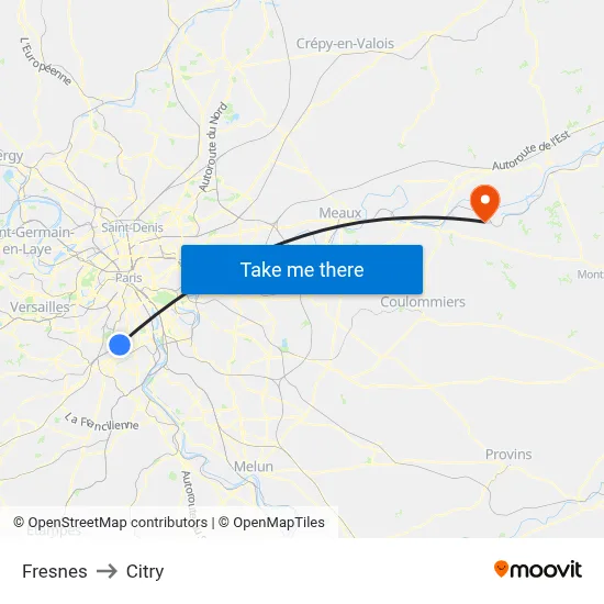 Fresnes to Citry map